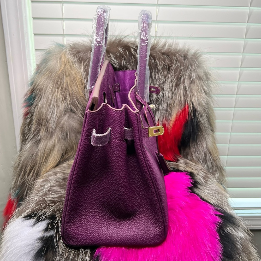 $SOLD$ Purple Genuine Leather Sloan Handbag 35cm with gold hardware. - Picture 3 of 9